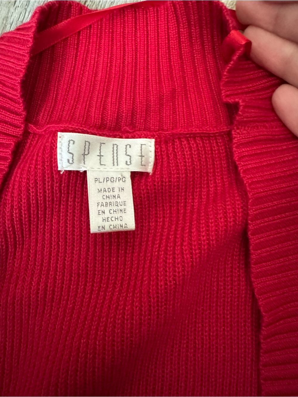Spense Red Open-Front Ribbed Trim Cardigan - Picture 2 of 3